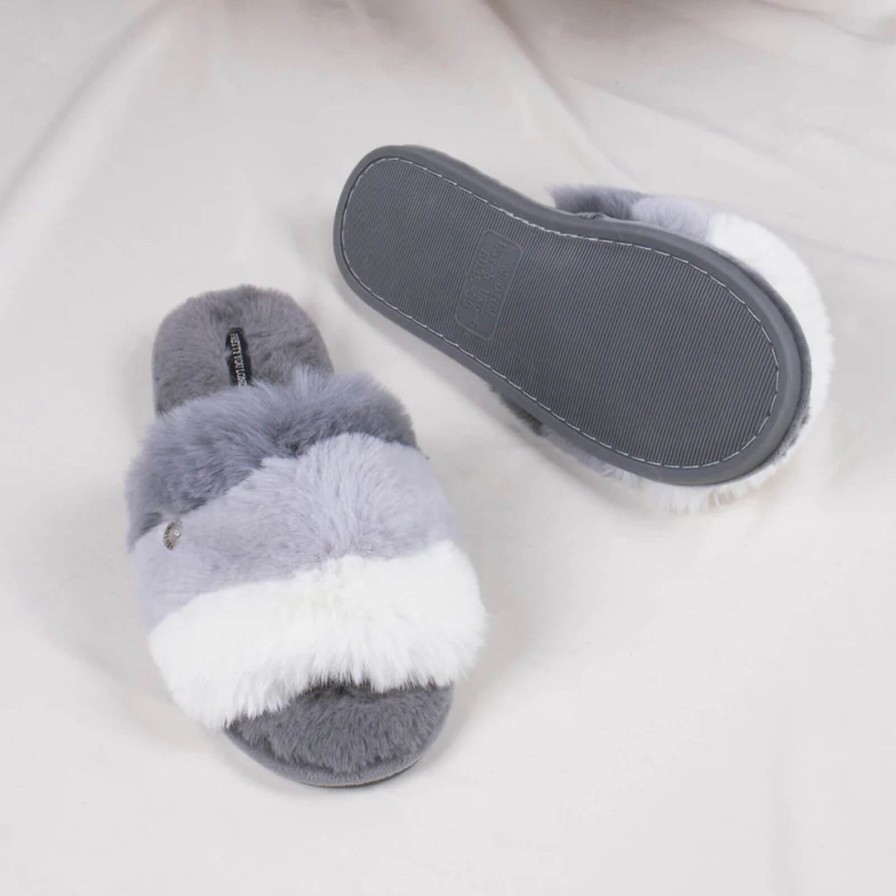 Bejeweled At Soul Charley Grey Fluffy Slippers Online