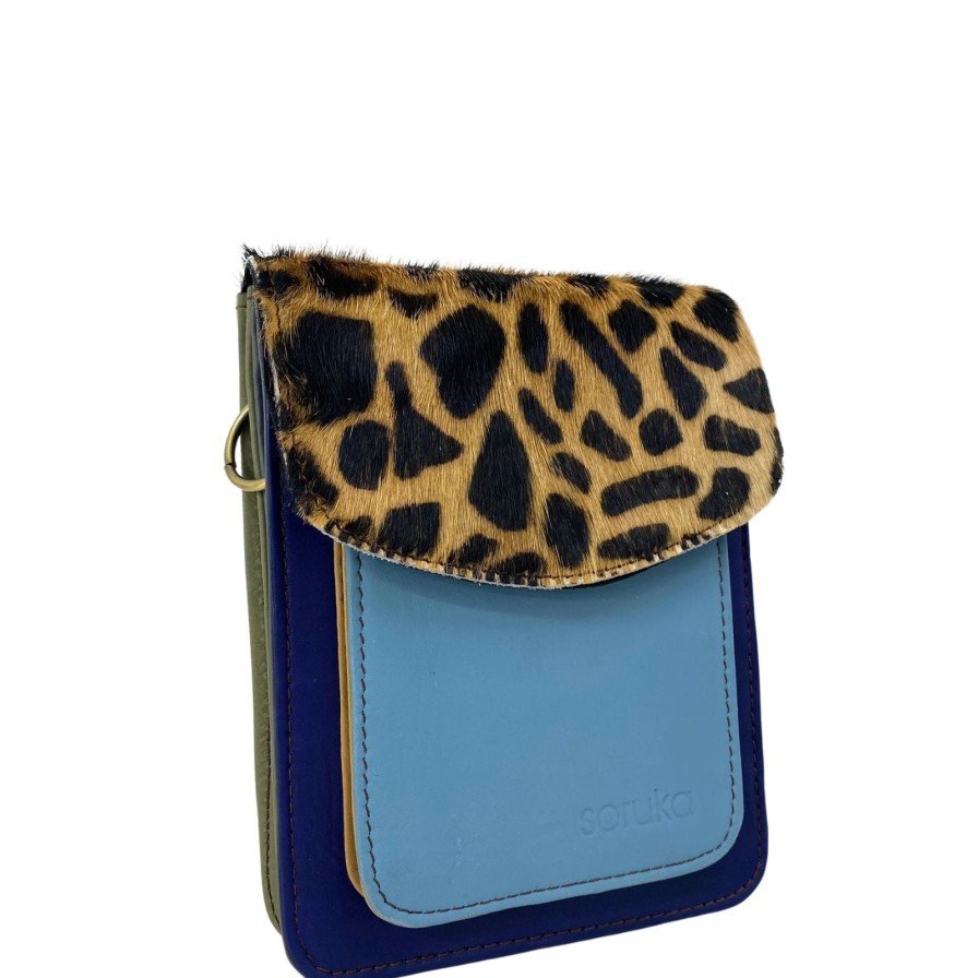 Soruka Soruka Aiko Leather Crossbody Bag - Cheetah Blue Online