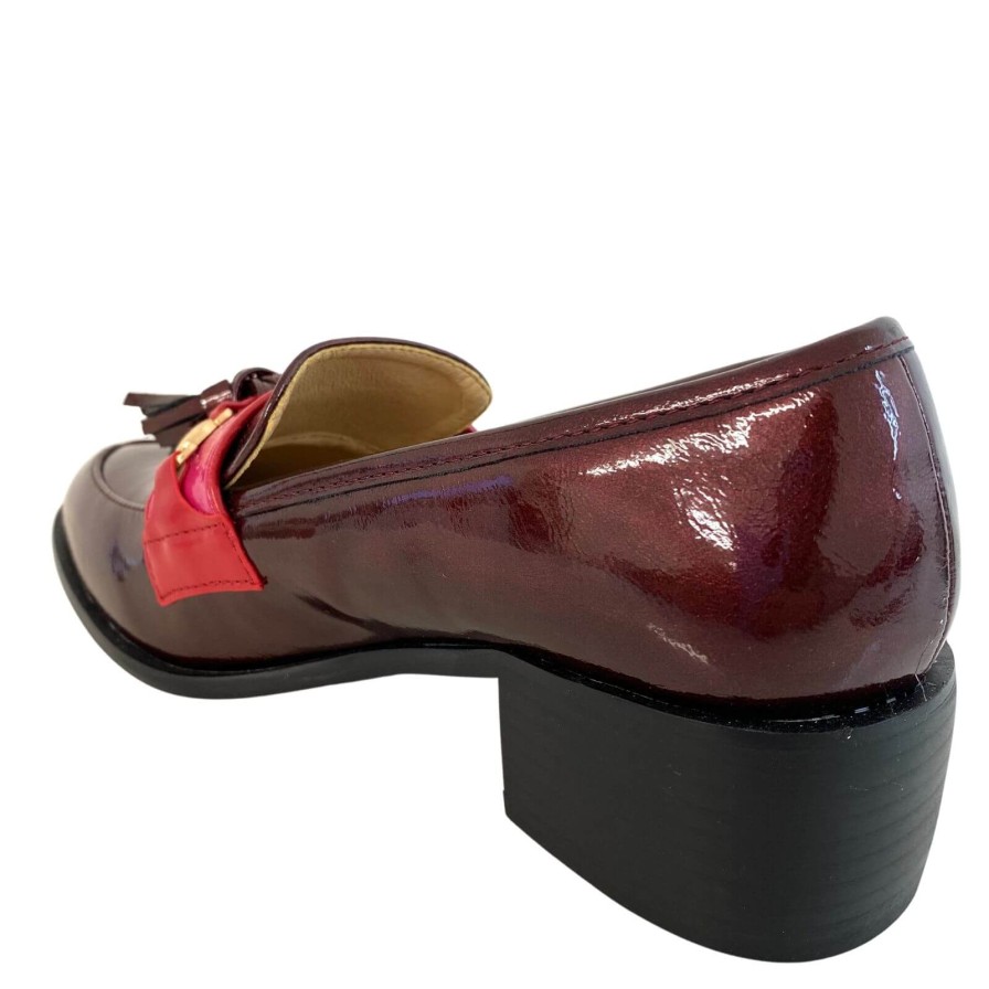 Dancing Matilda Dancing Matilda Tassel Small Heel Burgundy Loafers Online