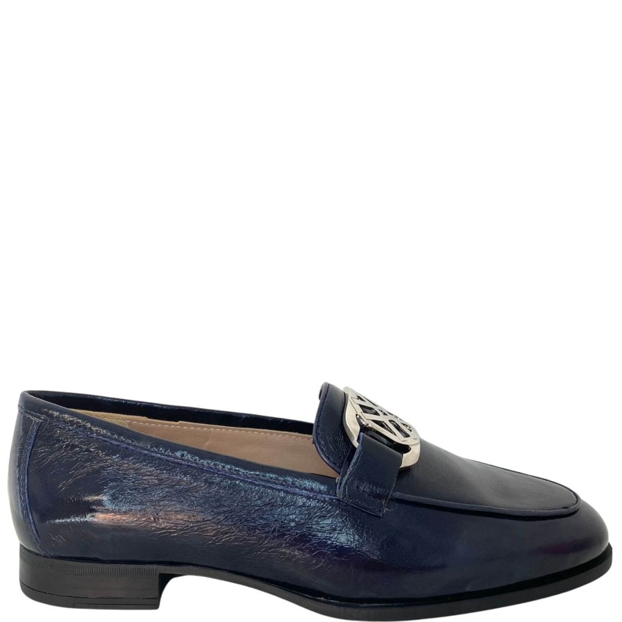 Unisa Unisa Dapi Navy Patent Leather Slip On Loafers Online