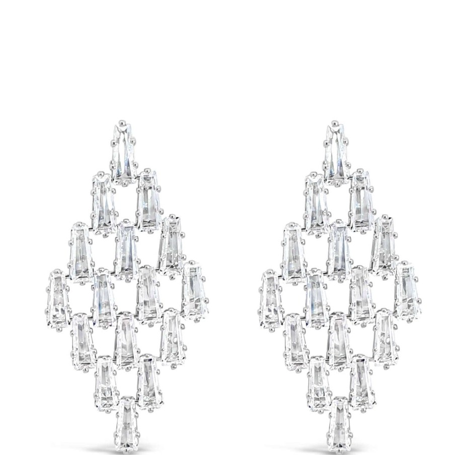 Absolute Absolute Silver & Clear Crystal Baguette Chandelier Earrings Online