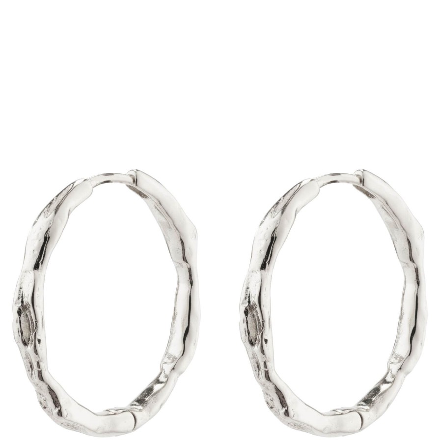 Pilgrim Pilgrim Eddy Silver Organic Medium Hoop Earrings New