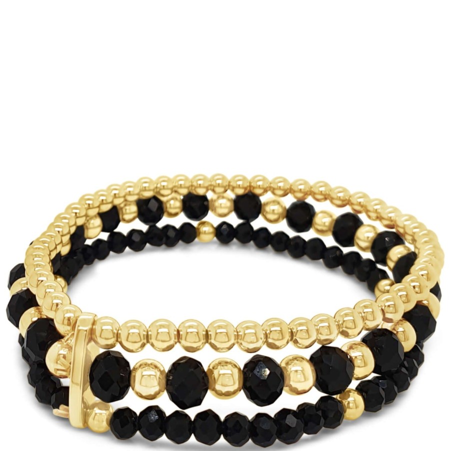 Absolute Absolute Black Beaded Gold Bracelet Best