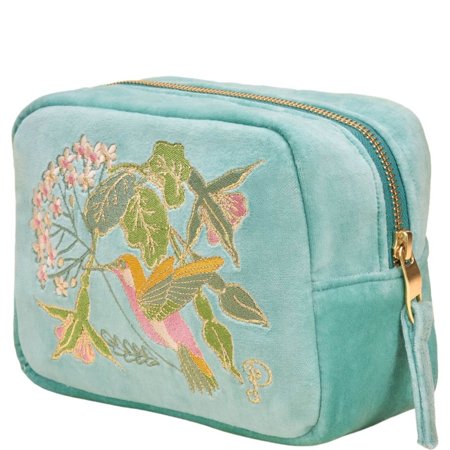 Powder Powder Hummingbird Aqua Velvet Make Up Bag Clearance