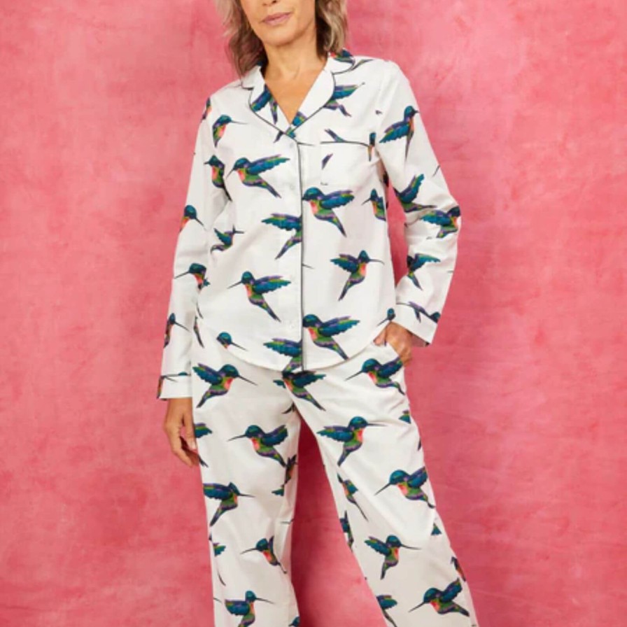 Their Nibs Their Nibs Cotton Long Leg Pyjamas - White Hummingbird Wholesale