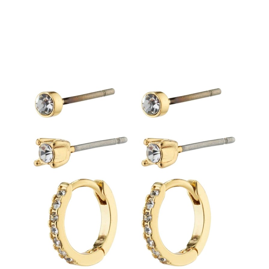 Pilgrim Pilgrim Sia Gold 3 Pair Earring Set Wholesale