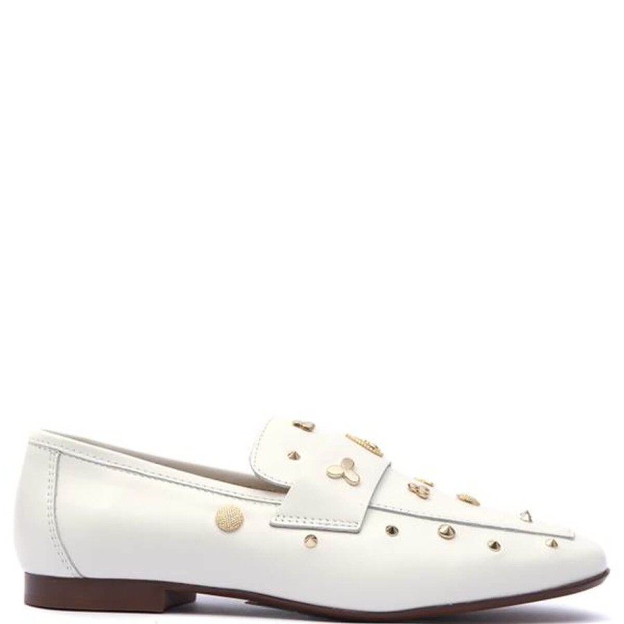 Alpe Alpe White Studded Loafers Online