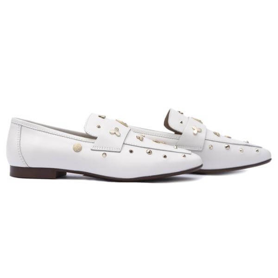 Alpe Alpe White Studded Loafers Online