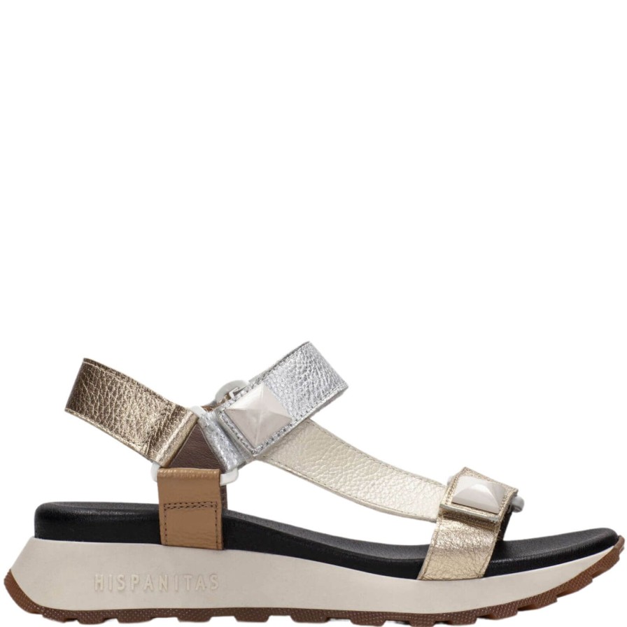 Hispanitas Hispanitas Metallic Leather Velcro Strap Sandals Clearance