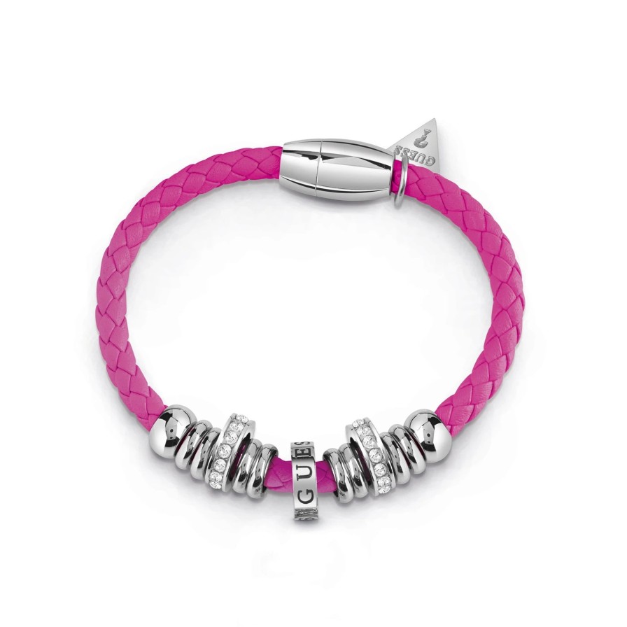 Guess Guess Long Island Pink Leather Bracelet Clearance