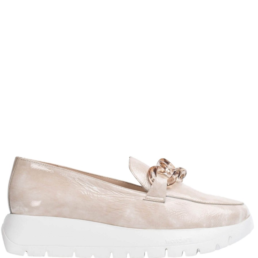 Wonders Wonders Taupe Leather Slip On Wedge Shoes Online