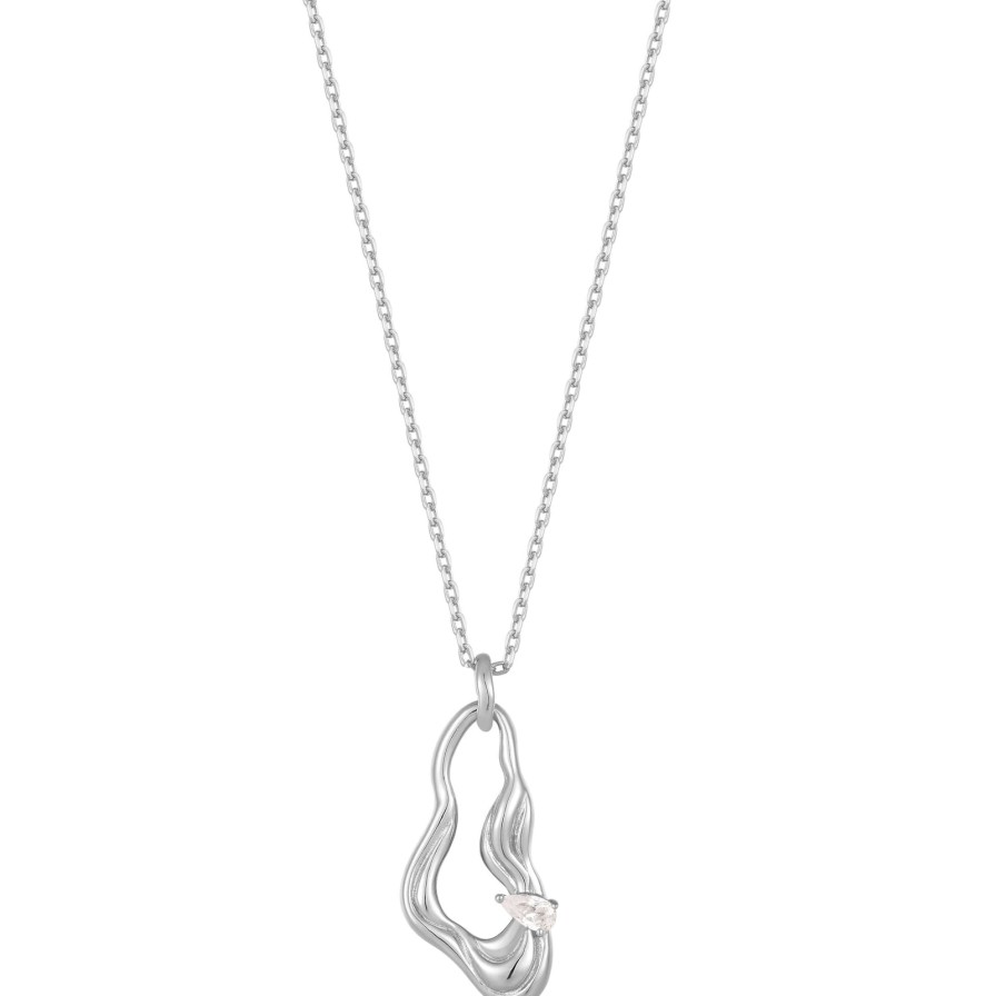 Ania Haie Ania Haie Taking Shape Silver Twisted Wave Drop Pendant Necklace Hot