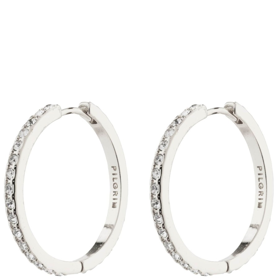 Pilgrim Pilgrim Ebna Silver Crystal Maxi Hoop Earrings Online