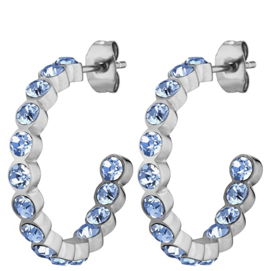 Dyrberg Kern Dyrberg Kern Holly Medium Hoop Earrings - Silver - Light Blue Online