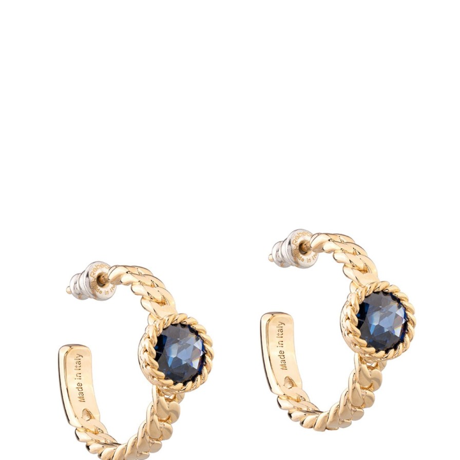 Rebecca Cocktail Rebecca Cocktail Gold Circular Hoop Earrings - Dark Blue Best