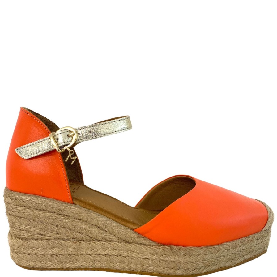 Moda In Pelle Moda In Pelle Galiana Orange Leather Wedge Shoes Wholesale