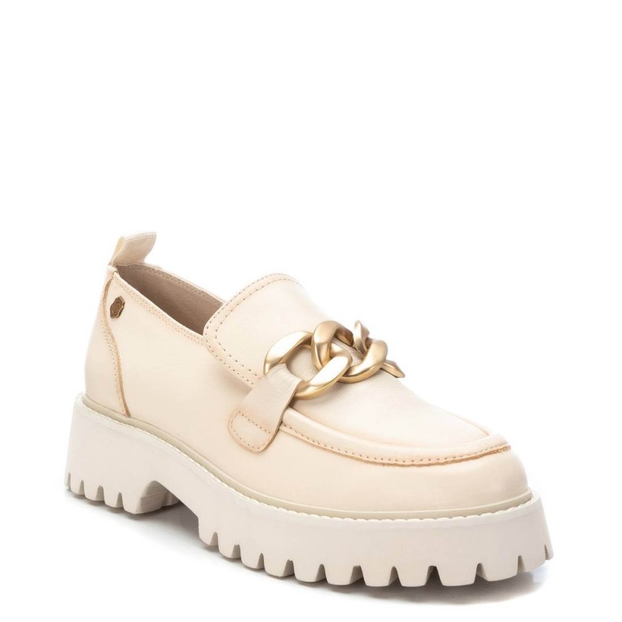 Carmela Carmela Cream Leather Gold Curb Chain Chunky Loafers Best