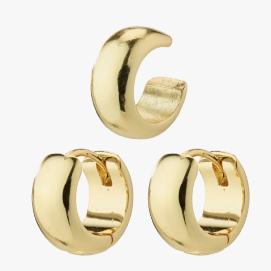 Pilgrim Pilgrim Pace Gold Hoop And Cuff Earrings Hot