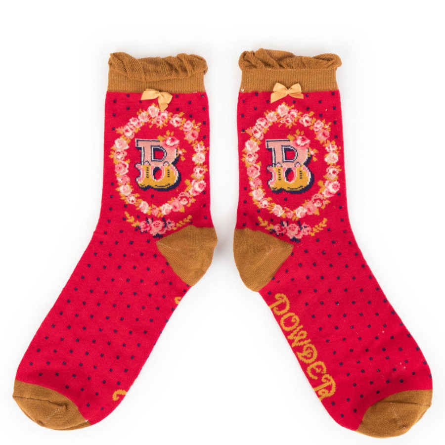 Powder Powder Initial B Ankle Socks Hot