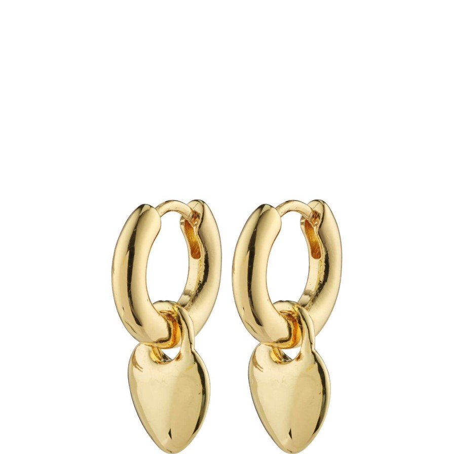 Pilgrim Pilgrim Sophia Gold Heart Charm Hoop Earrings Clearance