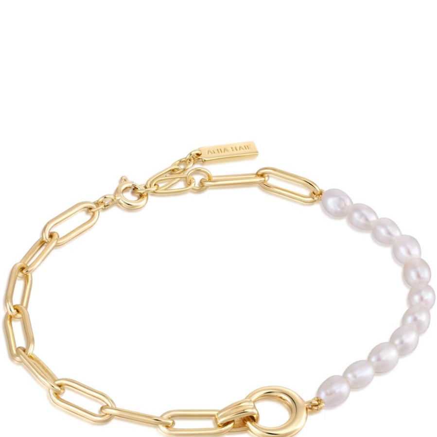 Ania Haie Ania Haie Pearl Chunky Link Gold Bracelet New