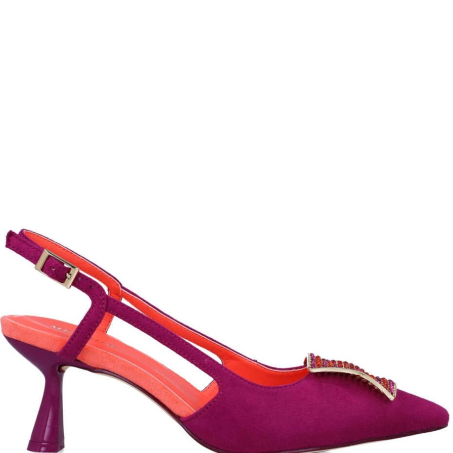 Menbur Menbur Purple & Orange Sling Back Kitten Heels Hot