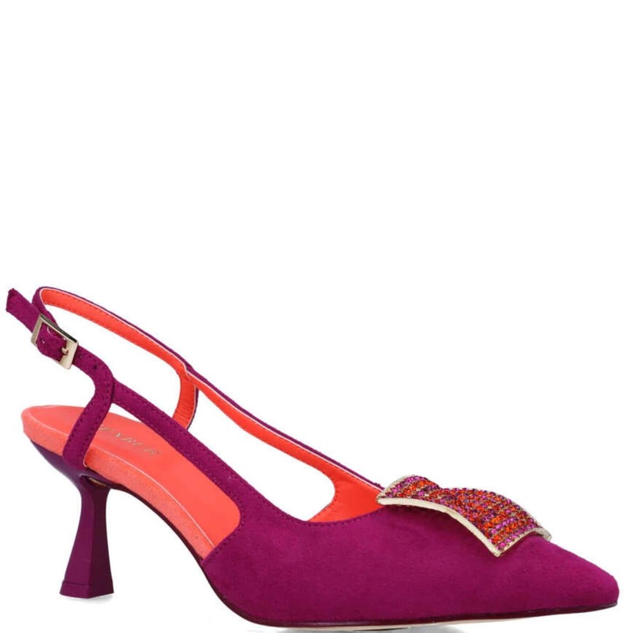 Menbur Menbur Purple & Orange Sling Back Kitten Heels Hot