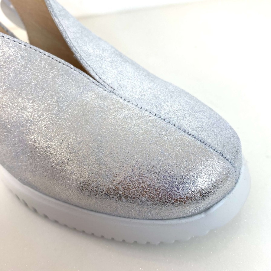 Wonders Wonders Silver Leather Sling Back Wedge Shoes Online