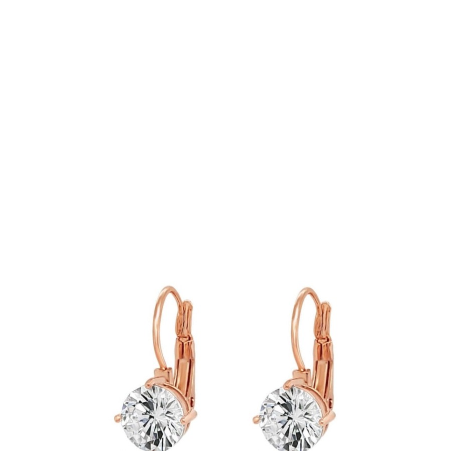 Absolute Absolute Classic Rose Gold & Solitaire French Hook Earrings - Small Wholesale