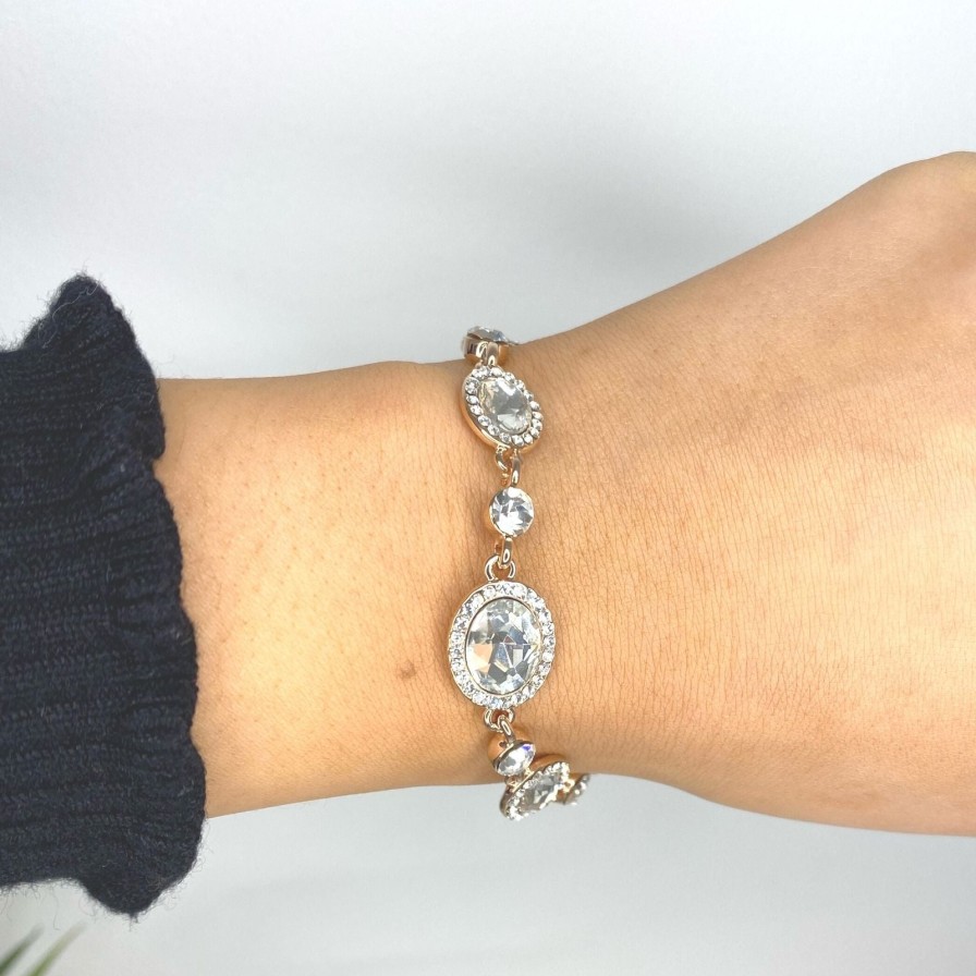 Absolute Absolute Rose Gold Oval Crystal Bracelet Clearance