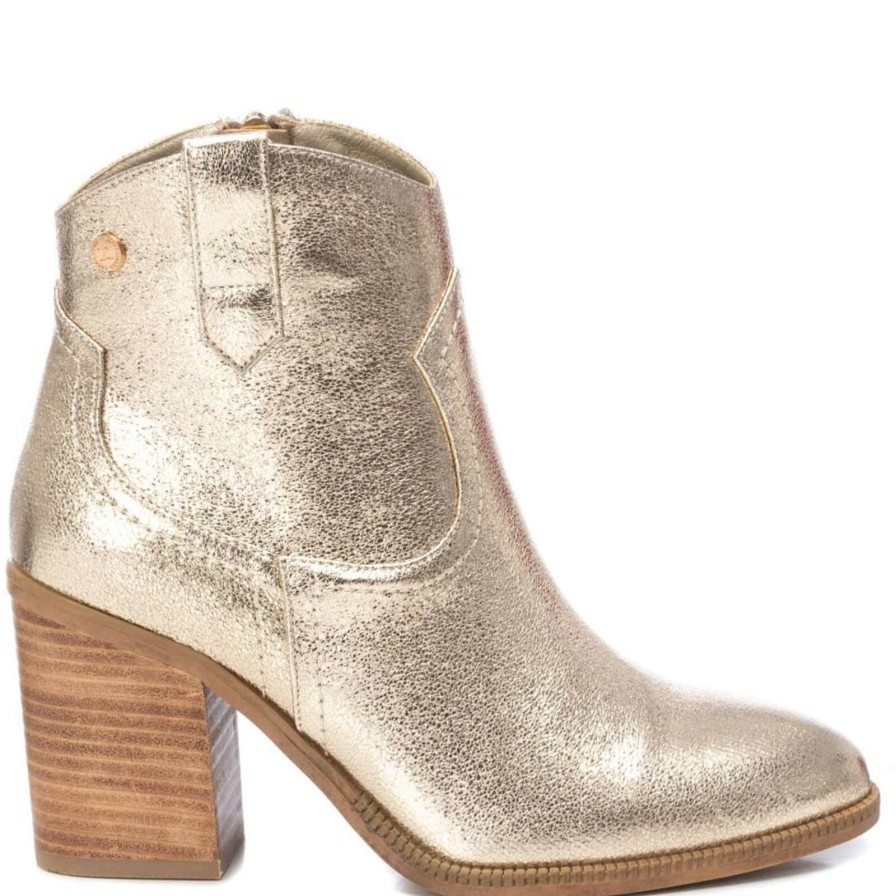 XTI Xti Gold Metallic Western Summer Ankle Boots Hot