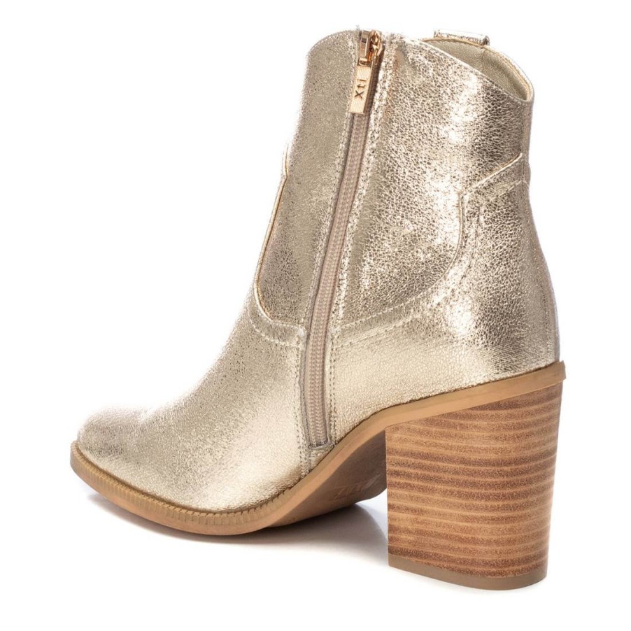 XTI Xti Gold Metallic Western Summer Ankle Boots Hot