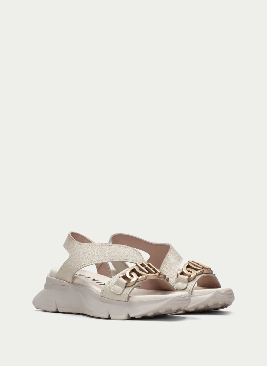 Hispanitas Hispanitas Off White Leather Sporty Sandals Hot