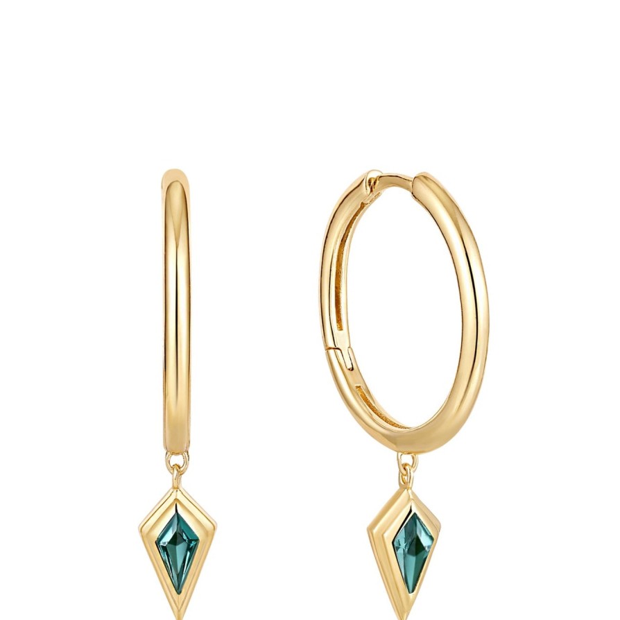 Ania Haie Ania Haie Dance Til Dawn Teal Sparkle Charm Gold Hoop Earrings Hot