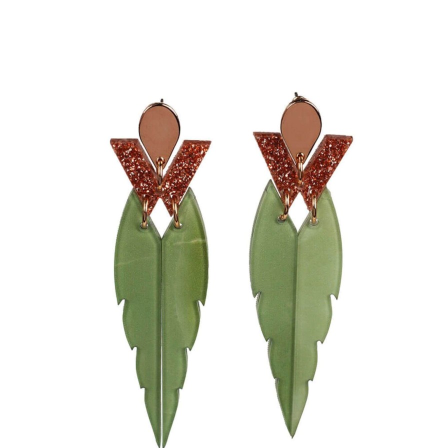 TooLally Toolally Kingfishers Earrings - Jade Stone Best