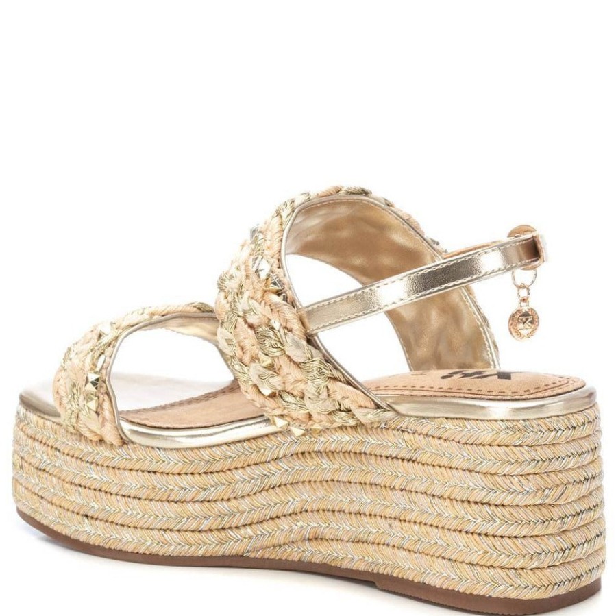 XTI Xti Gold Natural Braided Flatform Sandals Wholesale