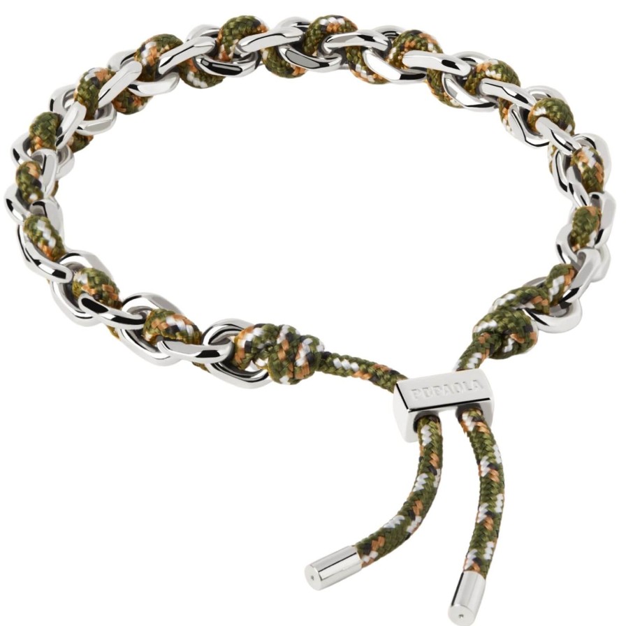 PDPAOLA Pdpaola Cottage Green Rope & Silver Chain Bracelet New