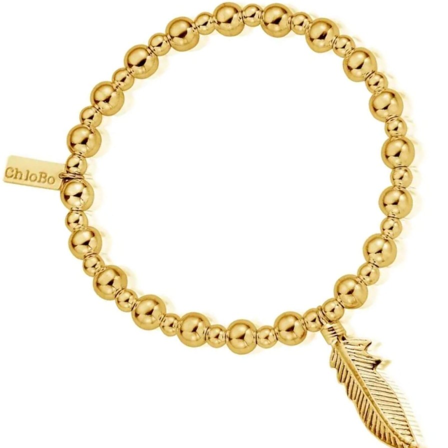 ChloBo Chlobo Small Ball Feather Bracelet - Gold Hot