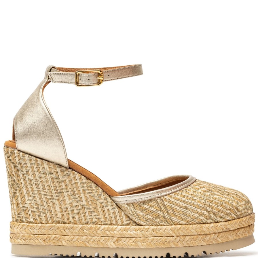 Unisa Unisa Cameo Gold Wedge Shoes Hot