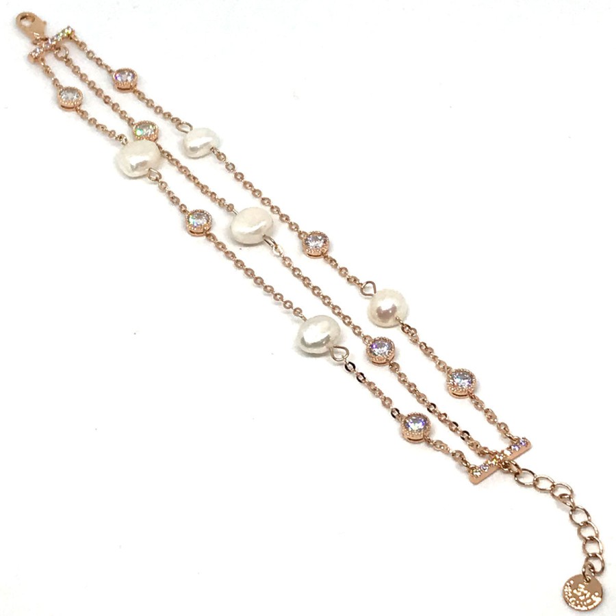 Absolute Absolute Rose Gold & Pearl Trio Bracelet Wholesale