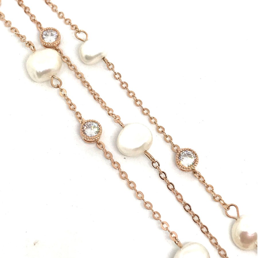 Absolute Absolute Rose Gold & Pearl Trio Bracelet Wholesale