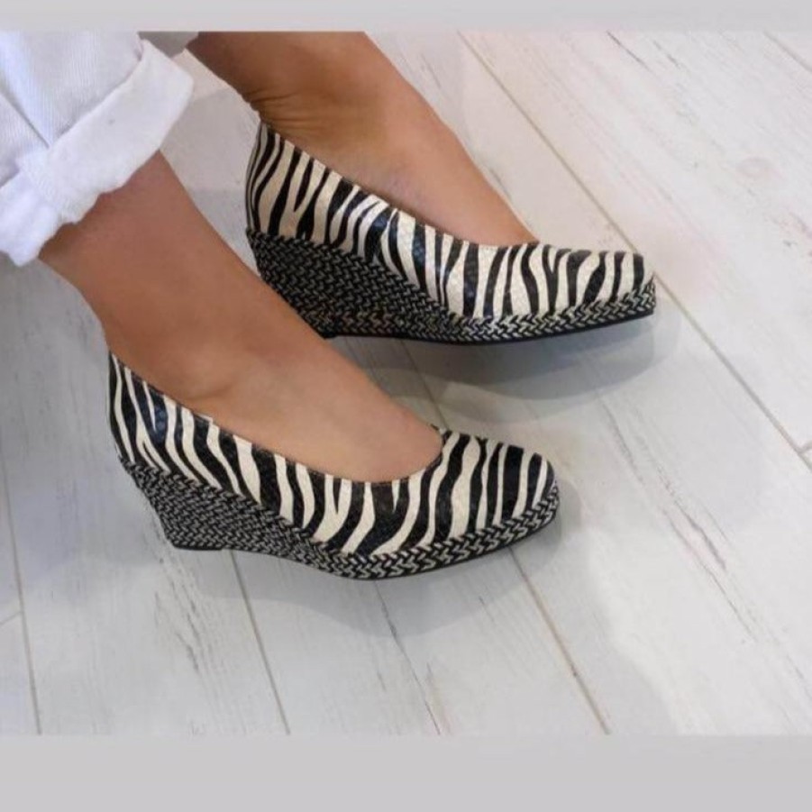 Jose Saenz Jose Saenz Zebra Print Leather Wedges Clearance