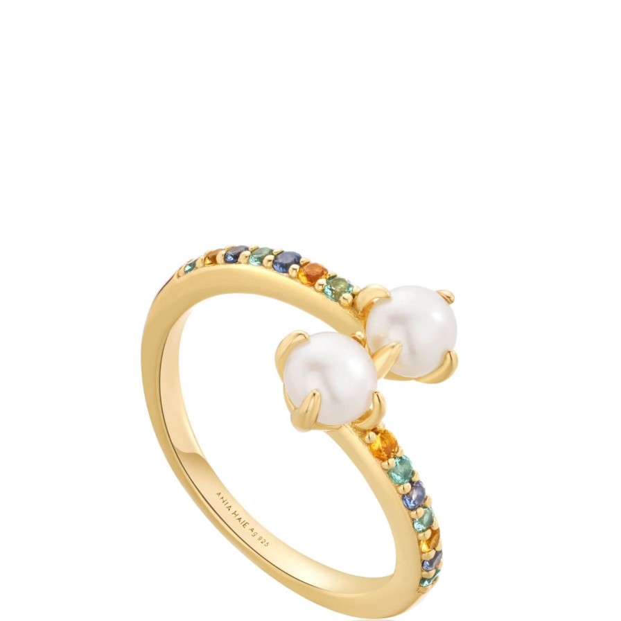 Ania Haie Ania Haie Modern Muse Gold Gem Pearl Wrap Ring Hot