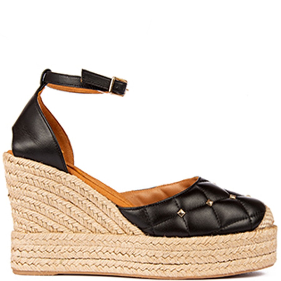 Unisa Unisa Cife Black Leather Wedges Clearance