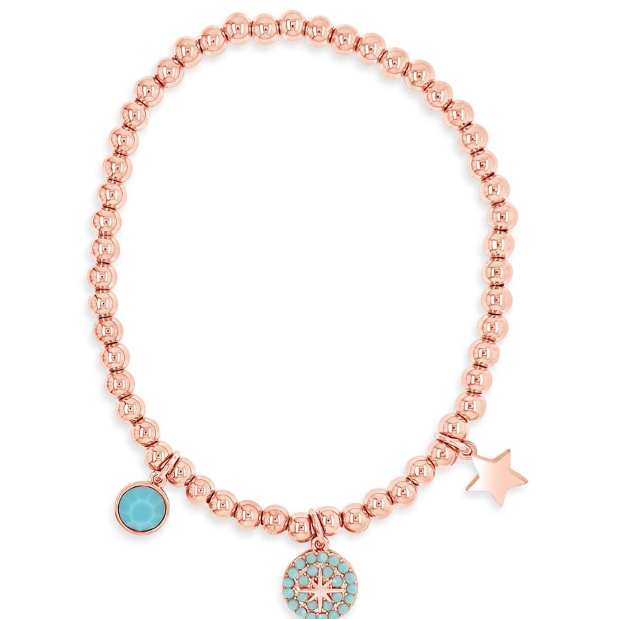 Absolute Absolute Rose Gold & Turquoise Bead Bracelet Hot