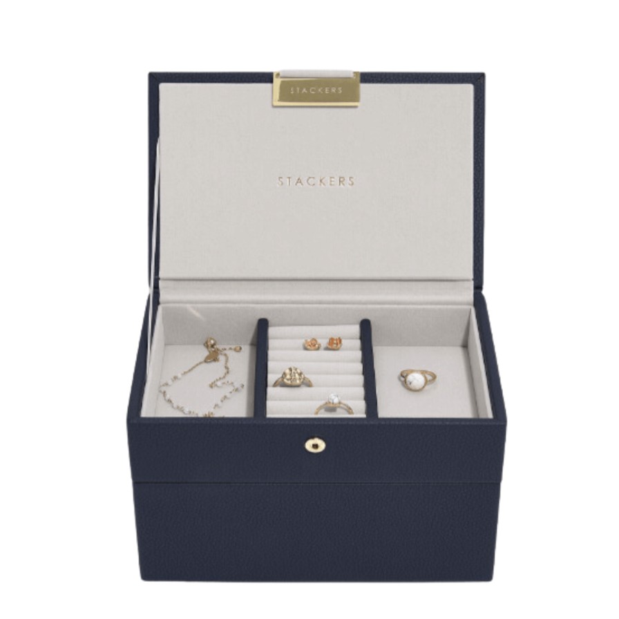 Stackers Stackers Mini Jewellery Box (Set) - Pebble Navy Wholesale