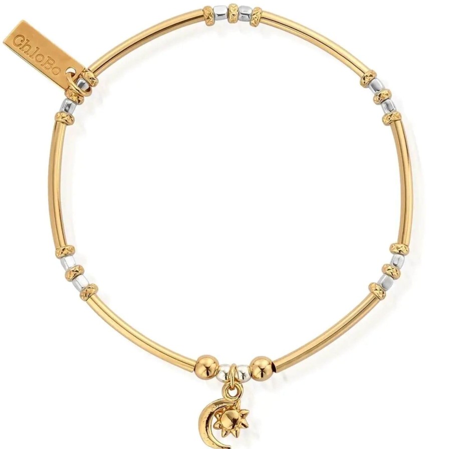 ChloBo Chlobo Dainty Moon & Sun Bracelet - Two Tone Clearance