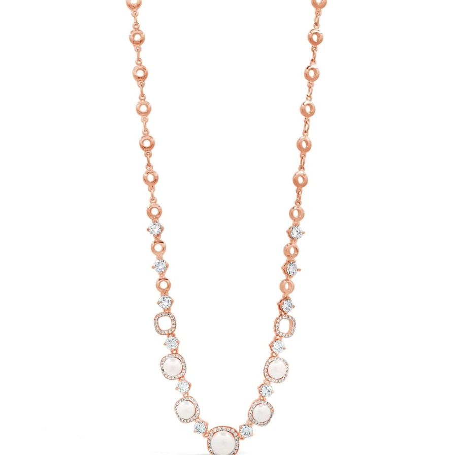 Absolute Absolute Rose Gold Boxy Link Pearl Necklace Wholesale