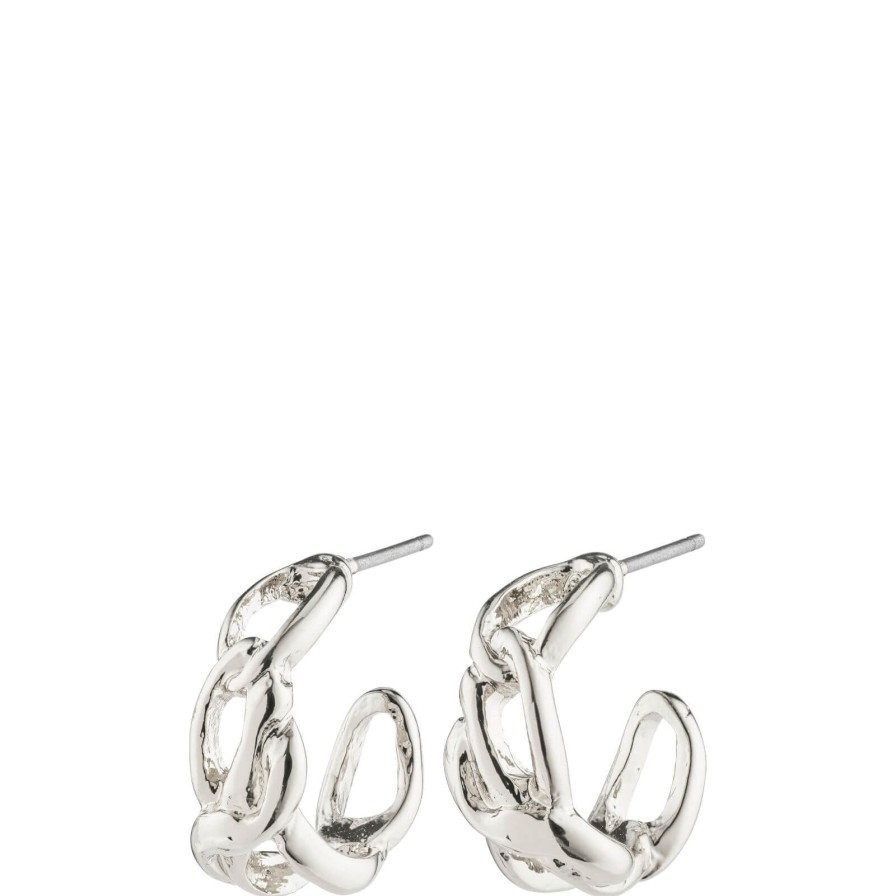 Pilgrim Pilgrim Rani Silver Twist Link Hoop Earrings Wholesale