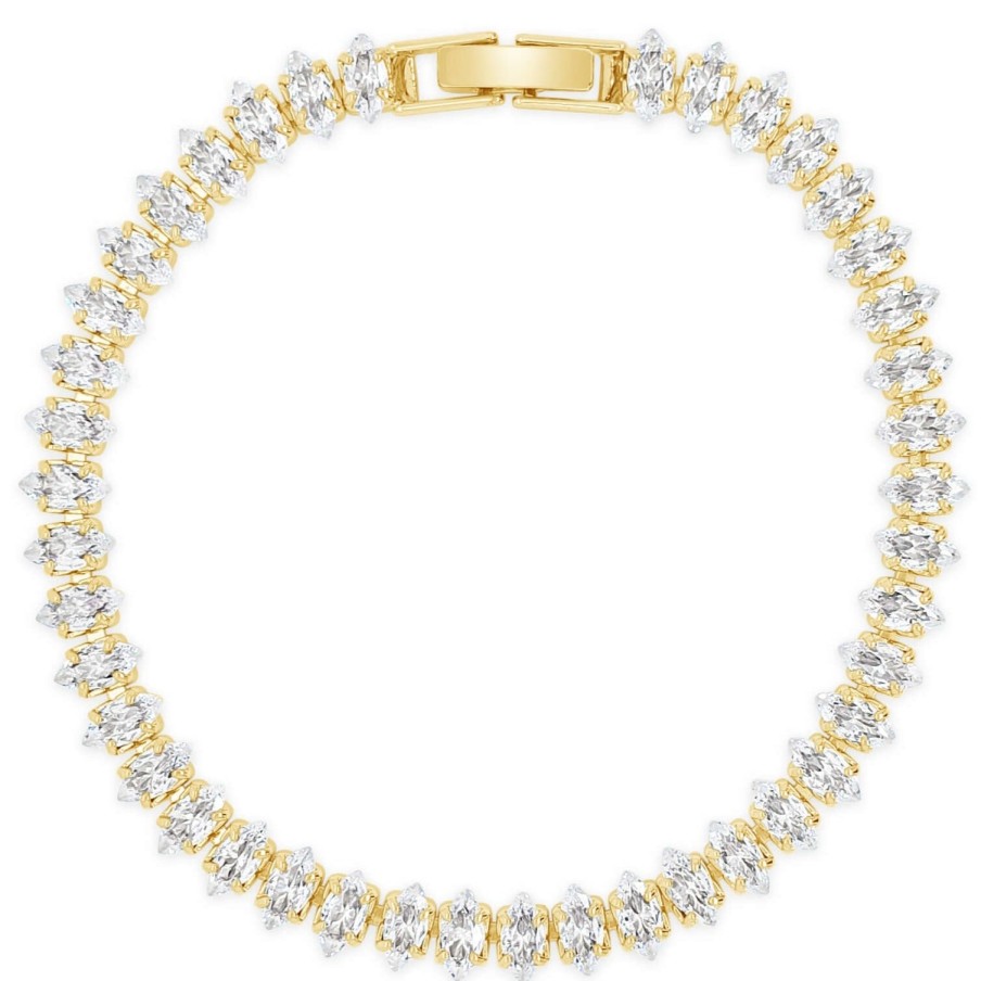 Absolute Absolute Gold & Clear Crystal Oval Baguette Bracelet Clearance